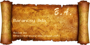 Barancsy Ada névjegykártya